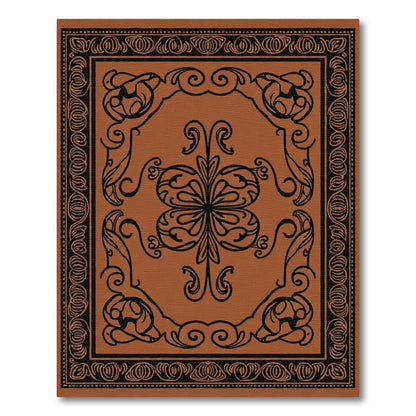 Terracotta Black Floral Art Nouveau Rug