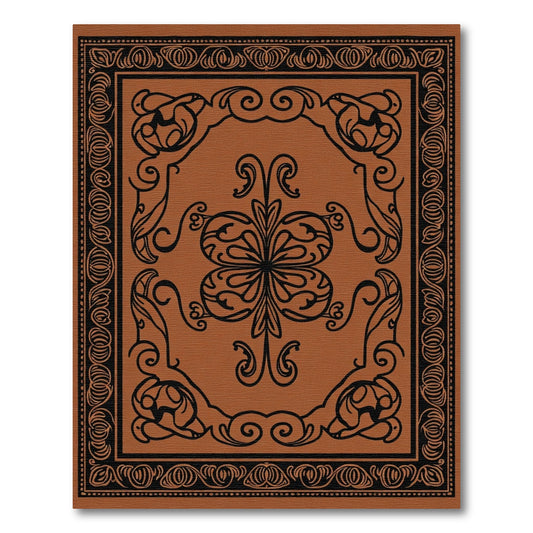 Terracotta Black Floral Art Nouveau Rug