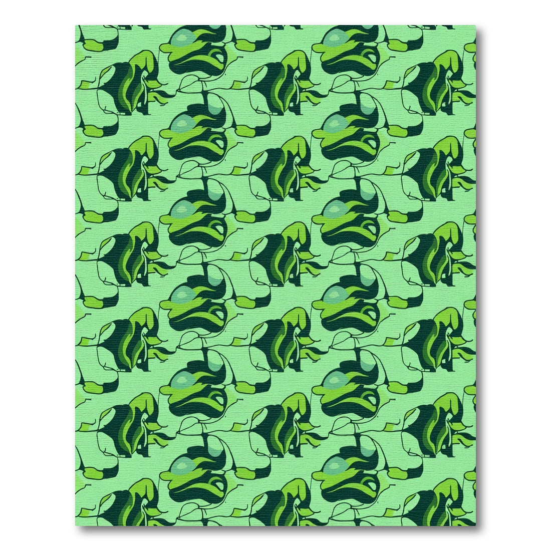 Abstract Green Swirl Flow Rug