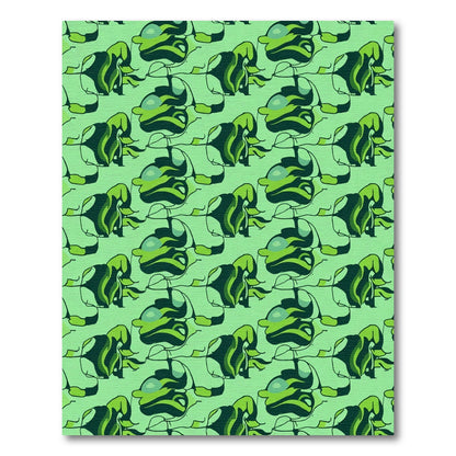 Abstract Green Swirl Flow Rug