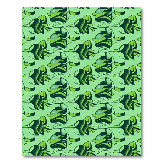 Abstract Green Swirl Flow Rug