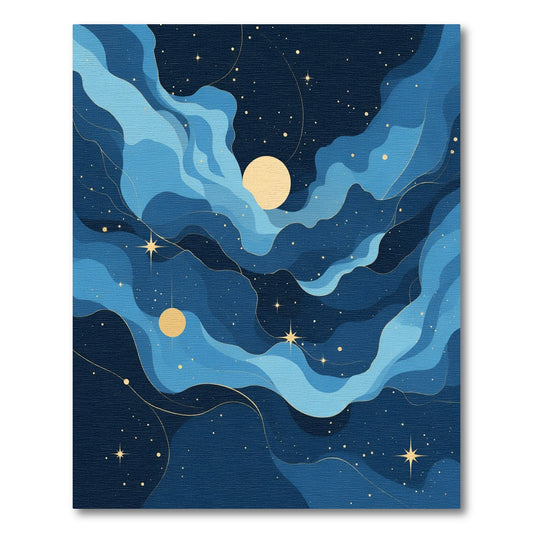 Midnight Blue Celestial Starry Night Rug