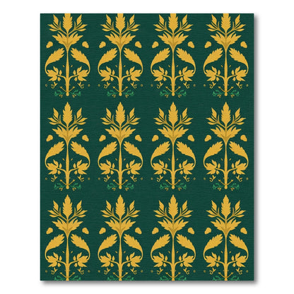 Golden Floral Symmetry Arrangement Rug