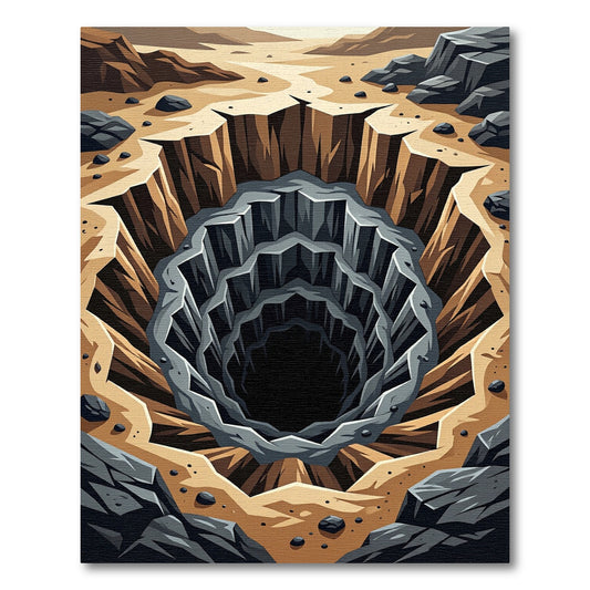Deep Earthy Canyon Geometric Vortex Rug