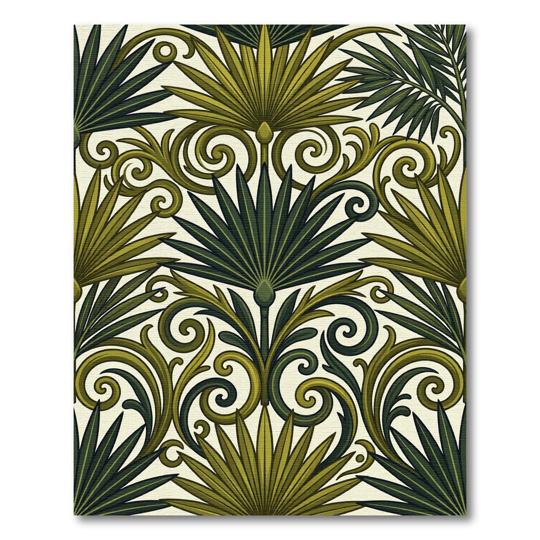 Verdant Leaf Scroll Composition Rug