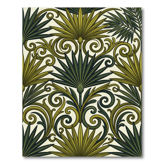 Verdant Leaf Scroll Composition Rug