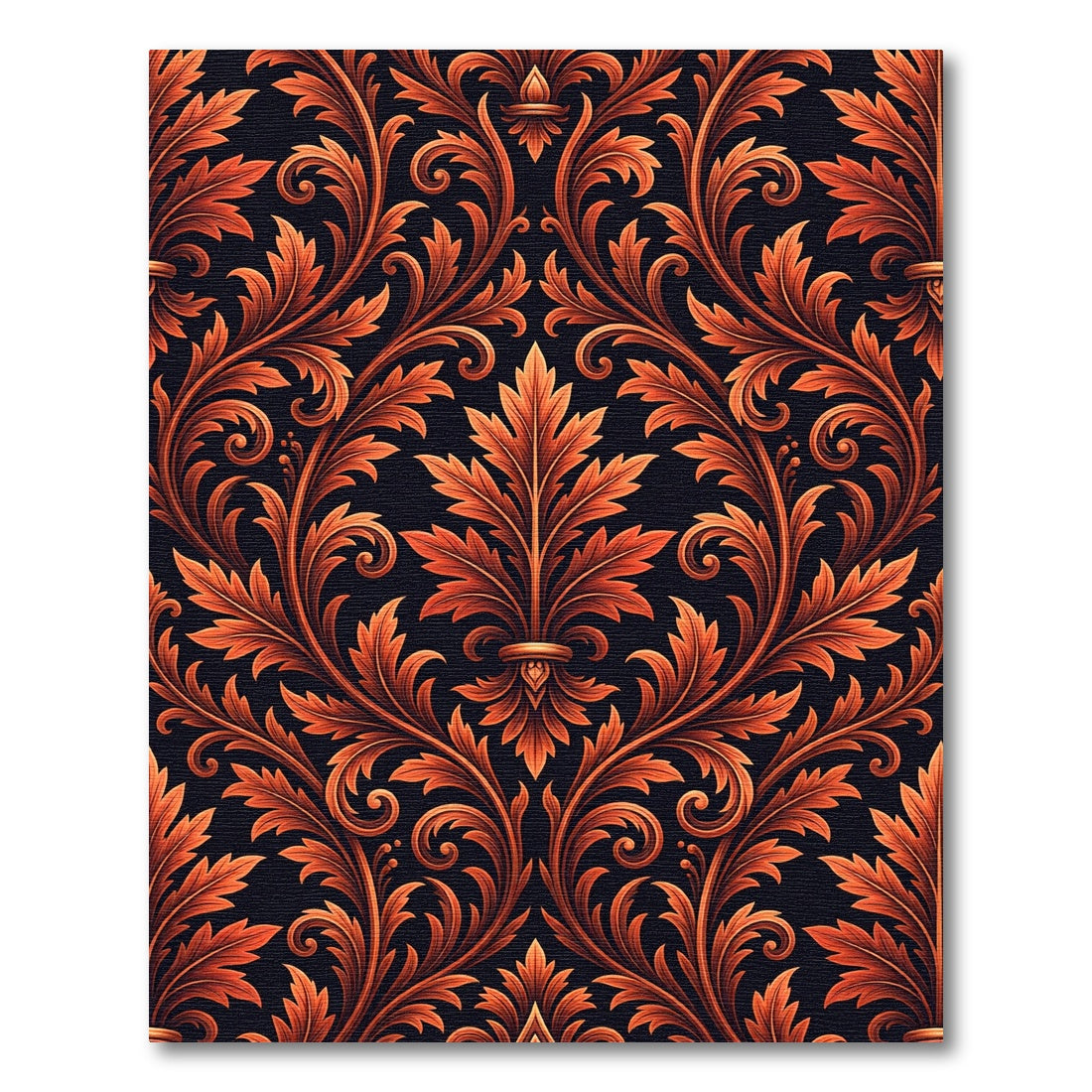 Antique Orange Acanthus Leaf Scroll Rug
