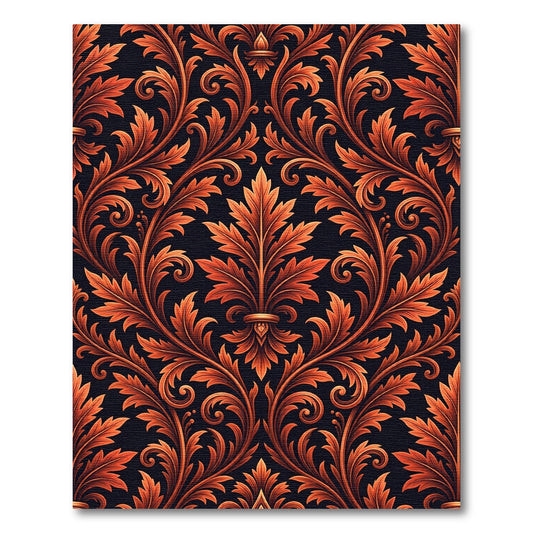 Antique Orange Acanthus Leaf Scroll Rug