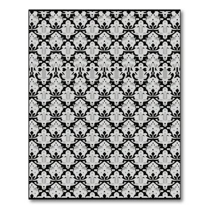 Classic Black White Damask Scroll Rug