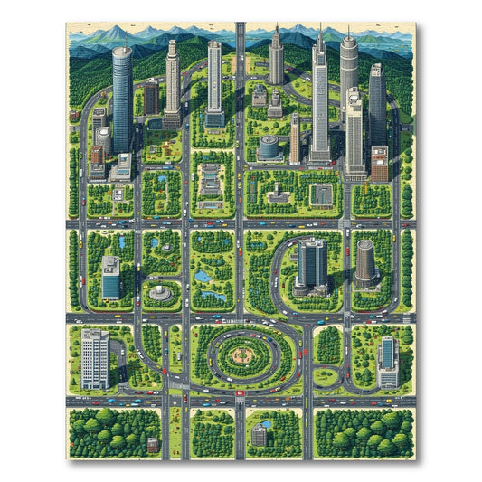 Vibrant Aerial City Grid Rug