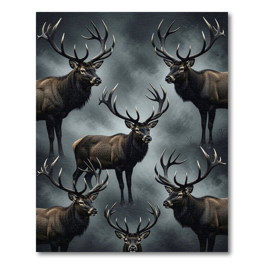 Majestic Elk Herd Dark Forest Rug