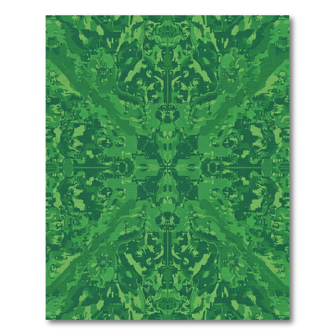 Emerald Green Symmetrical Abstract Landscape Rug