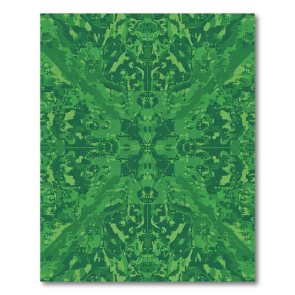 Emerald Green Symmetrical Abstract Landscape Rug