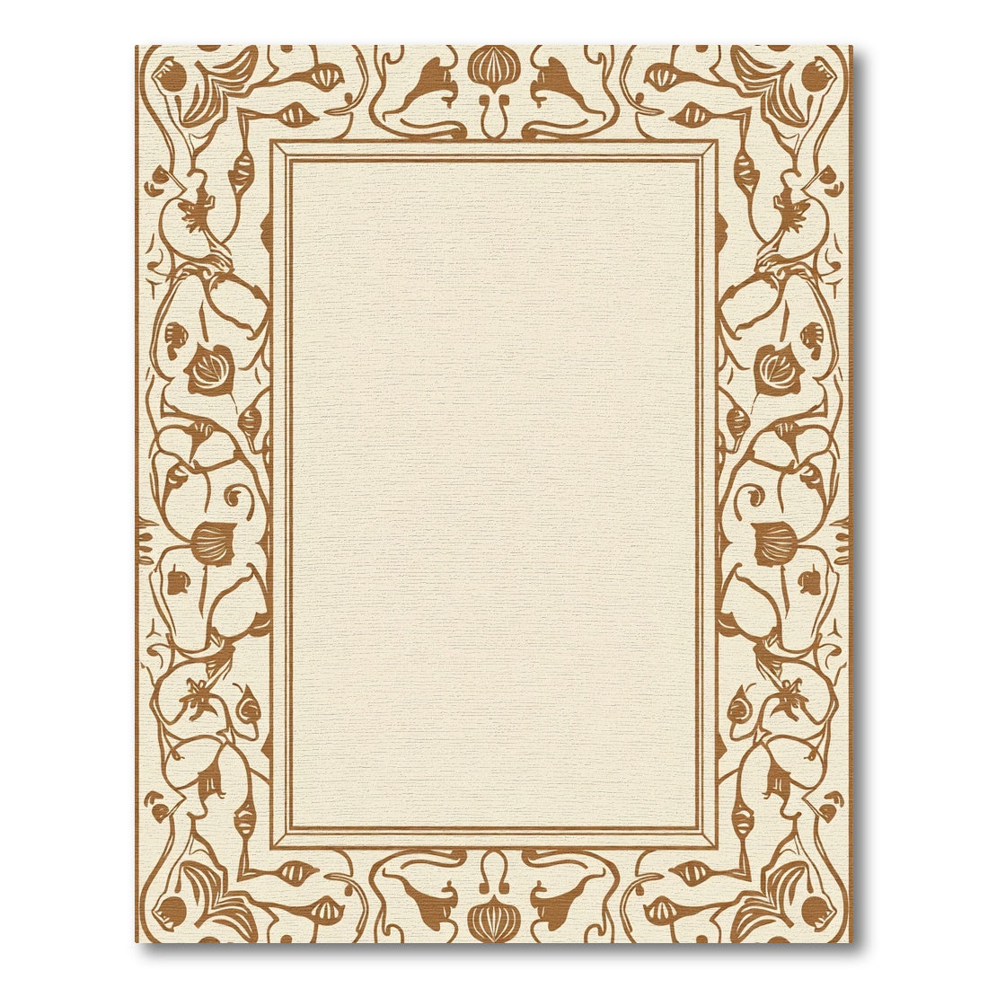 Bronze Art Nouveau Floral Border Rug