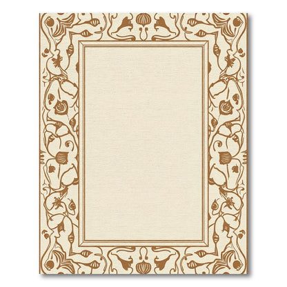 Bronze Art Nouveau Floral Border Rug