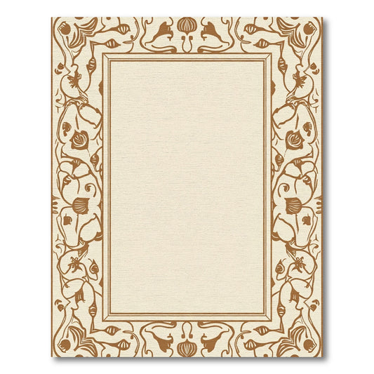 Bronze Art Nouveau Floral Border Rug