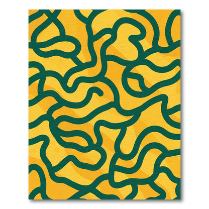 Golden Yellow Deep Teal Swirl Rug