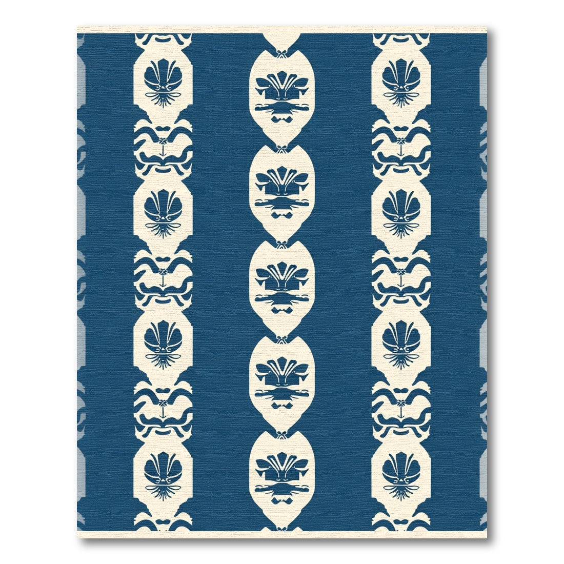 Classic Blue Shell Repeating Motif Rug