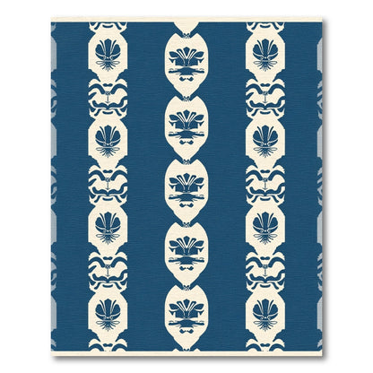 Classic Blue Shell Repeating Motif Rug