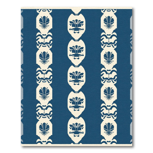 Classic Blue Shell Repeating Motif Rug