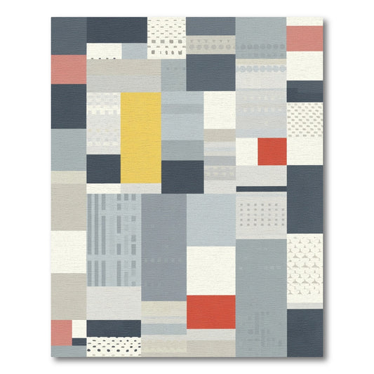 Mid Century Modern Geometric Blocks Rug