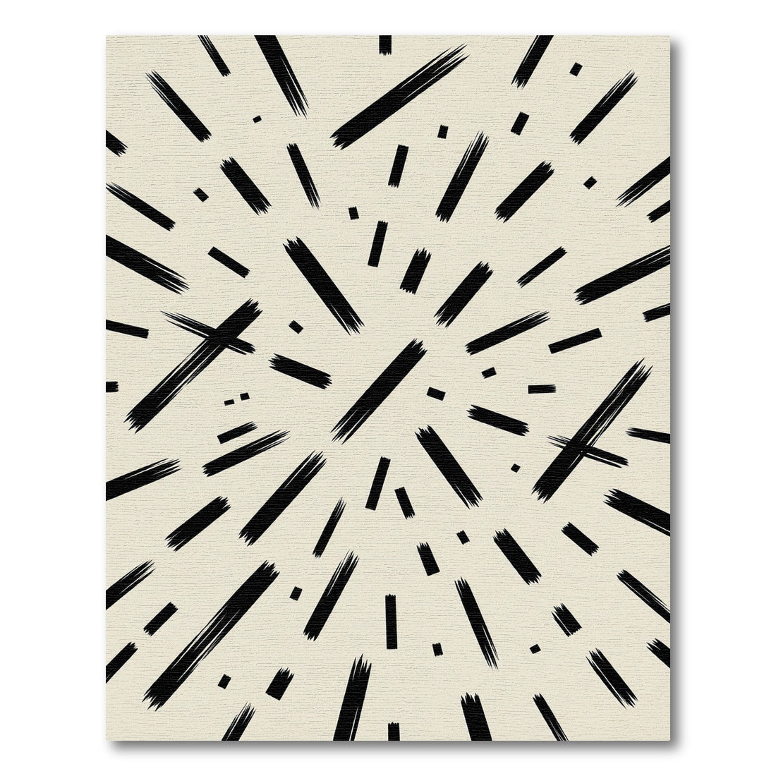 Minimalist Black Abstract Linear Composition Rug