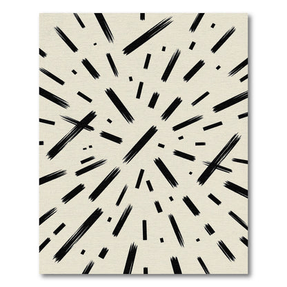 Minimalist Black Abstract Linear Composition Rug