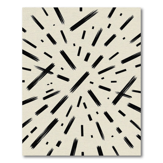Minimalist Black Abstract Linear Composition Rug