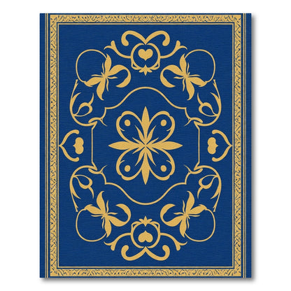 Golden Floral Medallion on Royal Blue Rug