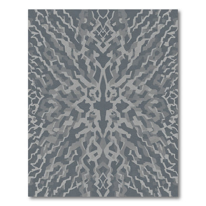Gray Kaleidoscopic Abstract Ribbons Rug