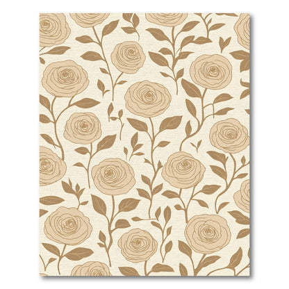 Neutral Tan Rose Vine Pattern Rug