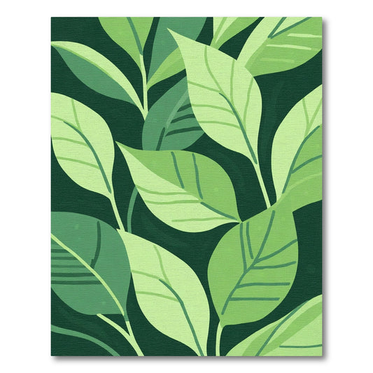 Emerald Green Leafy Foliage Cluster Rug