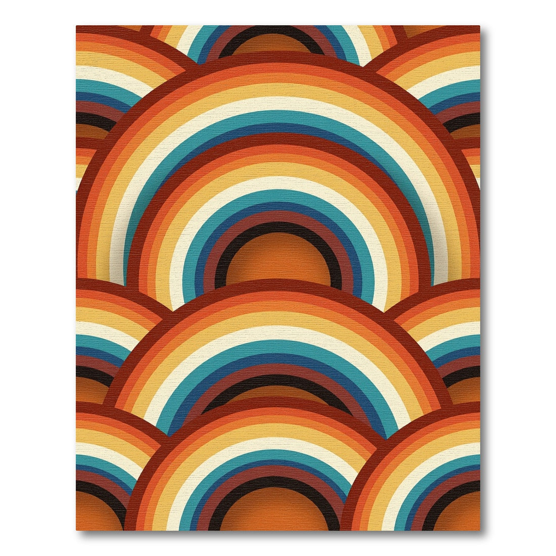 Retro Rainbow Arched Geometric Rug