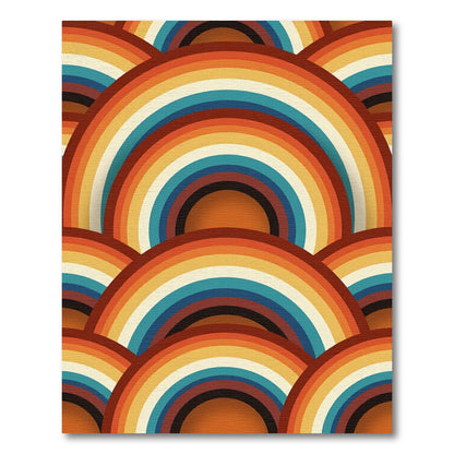 Retro Rainbow Arched Geometric Rug