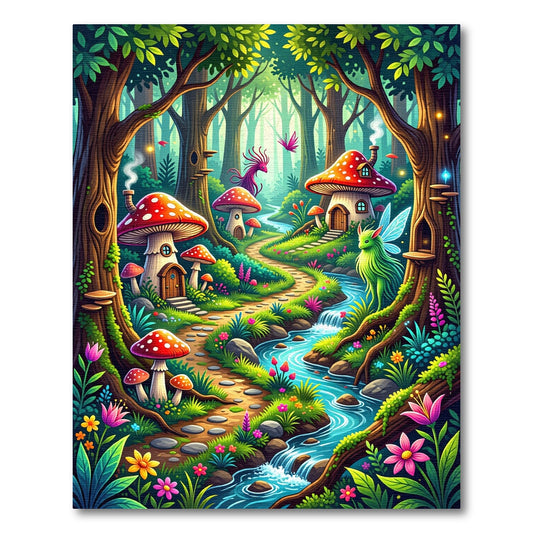 Whimsical Enchanted Mushroom Fairy Forest Rug
