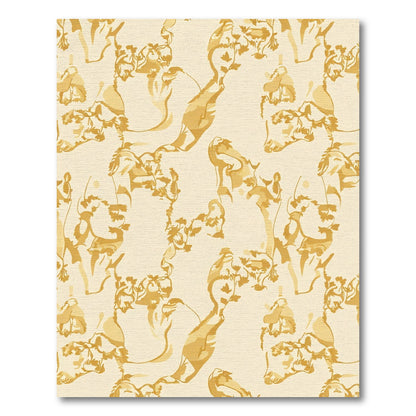 Golden Yellow Sketchy Floral Vine Rug