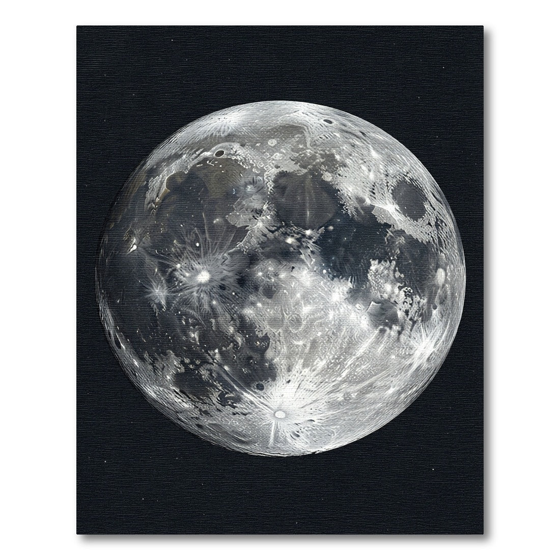 Shimmering Celestial Full Moon Lunar Crater Rug