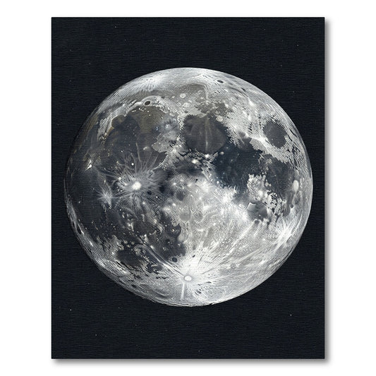 Shimmering Celestial Full Moon Lunar Crater Rug