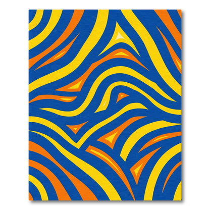 Vibrant Blue Yellow Orange Wavy Lines Rug