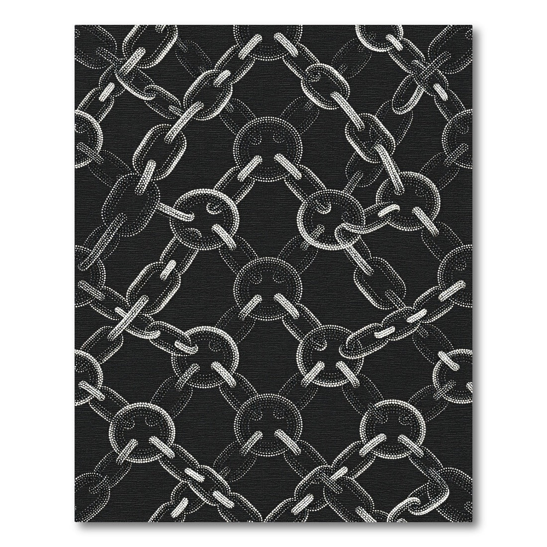 Black White Dotted Chain Link Rug