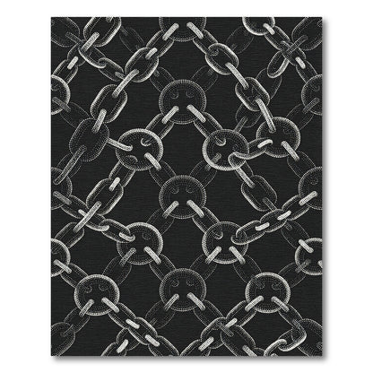 Black White Dotted Chain Link Rug
