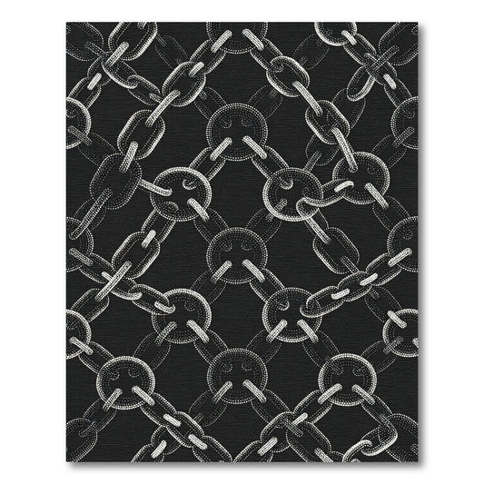 Black White Dotted Chain Link Rug
