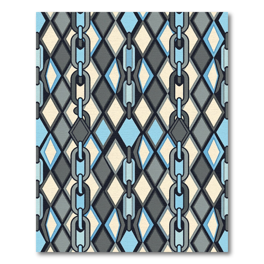 Modern Geometric Chain Link Diamond Argyle Rug