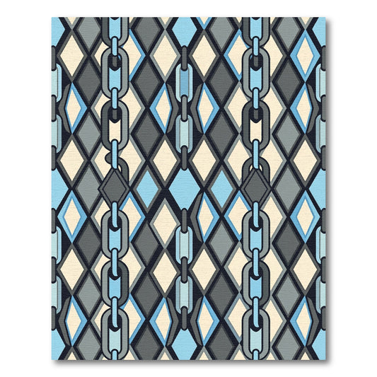 Modern Geometric Chain Link Diamond Argyle Rug