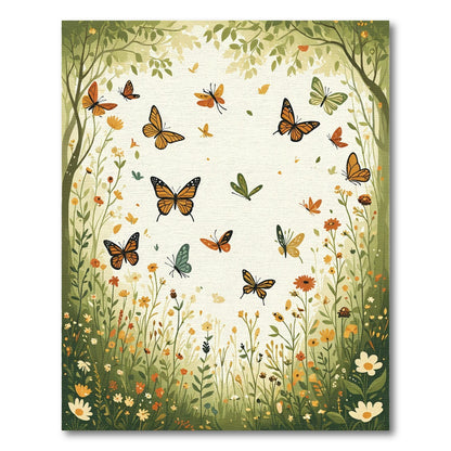 Vibrant Orange Butterfly Meadow Garden Rug