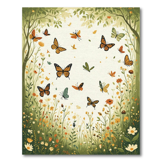 Vibrant Orange Butterfly Meadow Garden Rug