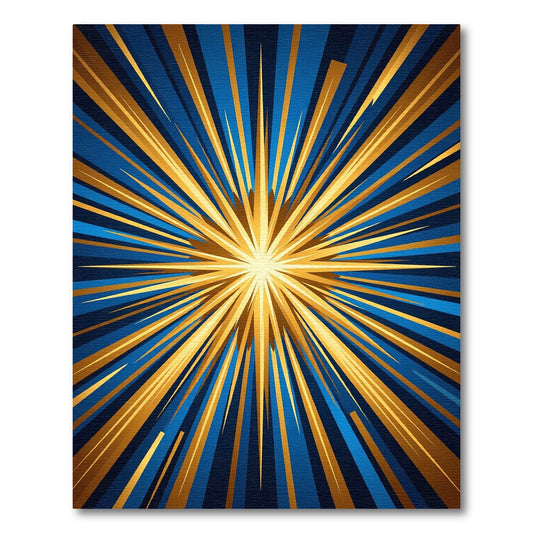 Radiant Golden Starburst Navy Burst Rug