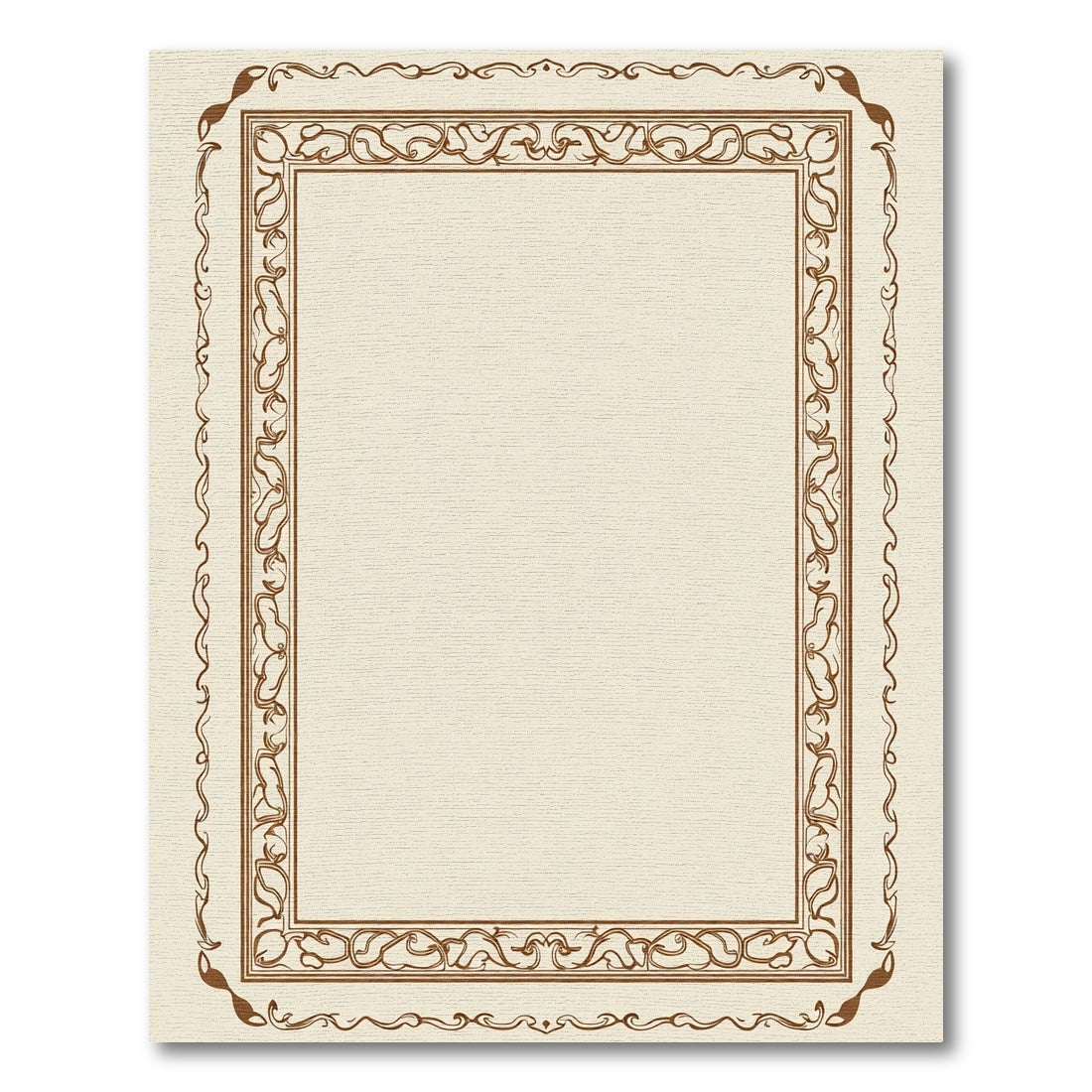 Vintage Brown Scroll Floral Border Rug
