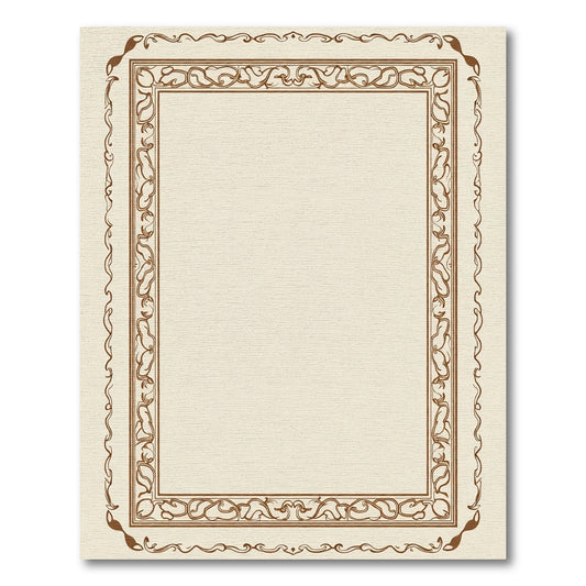 Vintage Brown Scroll Floral Border Rug
