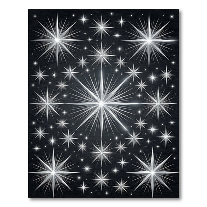 Celestial Silver Starry Midnight Sky Rug